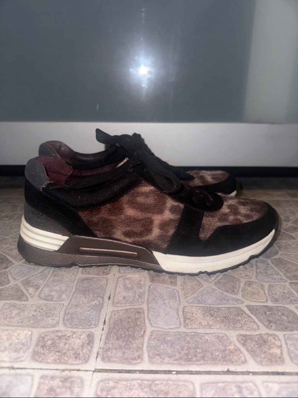 BCBG Generation Leopard Print Low-Top Sneakers - Brown & Black